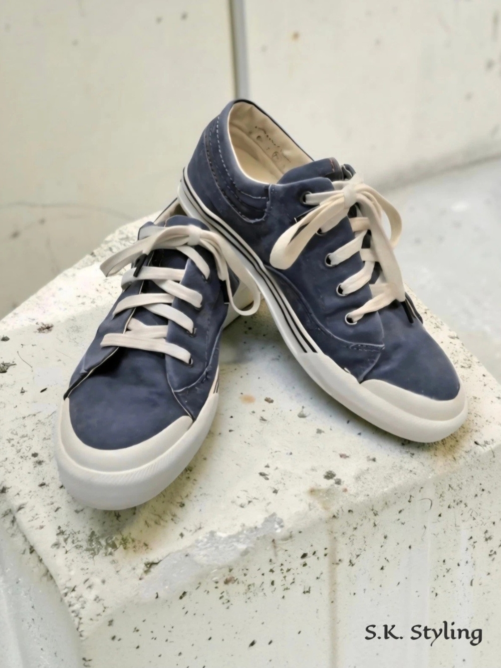 L.L. BEAN Sunwashed Canvas Denim Blue Lace-up Low Top Sneakers Women's 7.5 M
